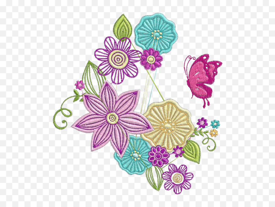 Matriz De Bordado Flores Com Borboleta - Bordado Flores E Borboletas Emoji,Emoticons De Borboleta