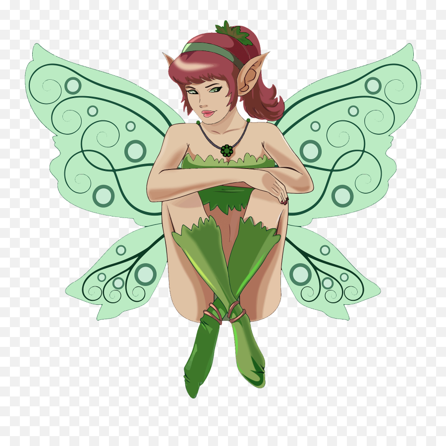 Sitting Elf Fairy Clipart - Green Fairy Clip Art Emoji,Christmas Elf Emojis