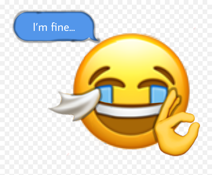 Emoji Imfine Sticker - Am Fine Sad Emoji,Fine Emoji