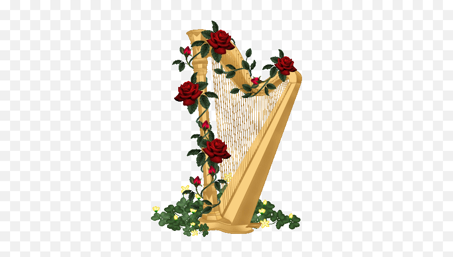 Harp With Roses Clipart Music Drawings Music Clipart - Harp With Roses Emoji,Harp Emoji