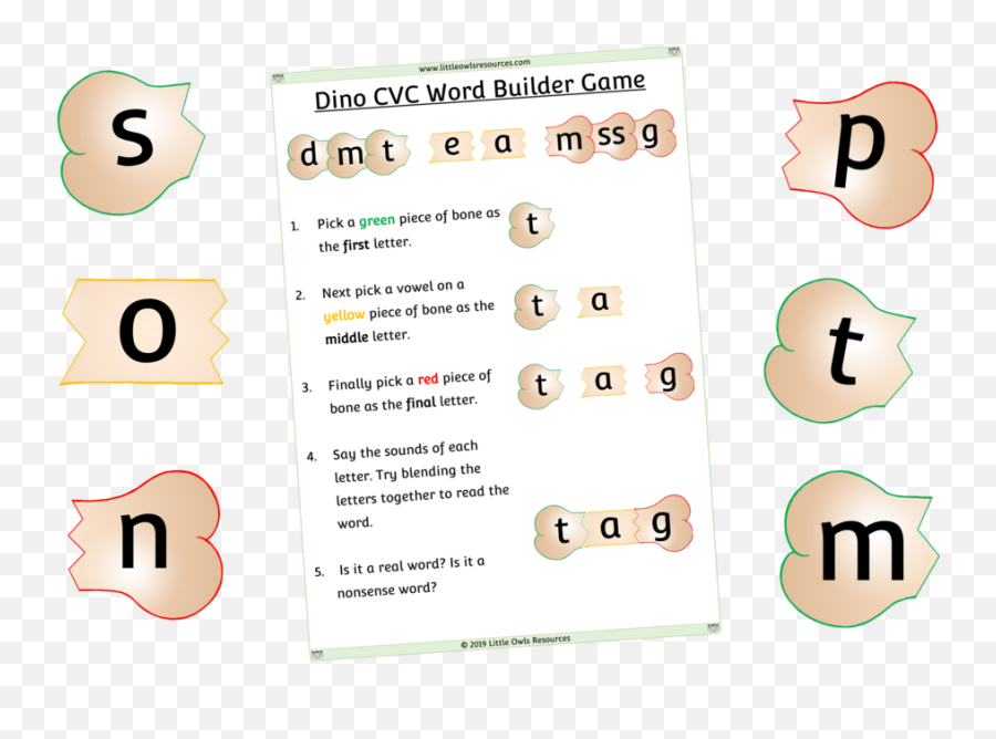 Free Dino Cvc Word Builder Printable Early Yearsey Eyfs Emoji,Guess The Emoji Dog And Bone