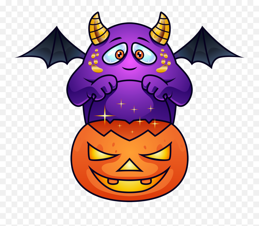 Cartoon Halloween Monster Transparent - Halloween Monster Clip Art Emoji,Purple Monster Emoji Transparent Background