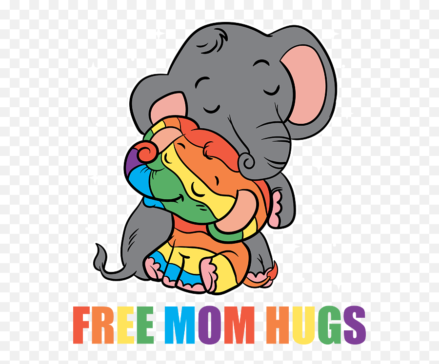Lgbt Funny Rainbow Elephant Hugs - Lesbian Animal Pride Art Emoji,Funny Hugs & Kisses Emojis