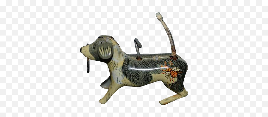 Old Tin Wind Up Toy Dog W Cane Wagging Tail Alps Toys - Vintage Tin Wind Up Toy Dog Emoji,Dog Tail Emotions