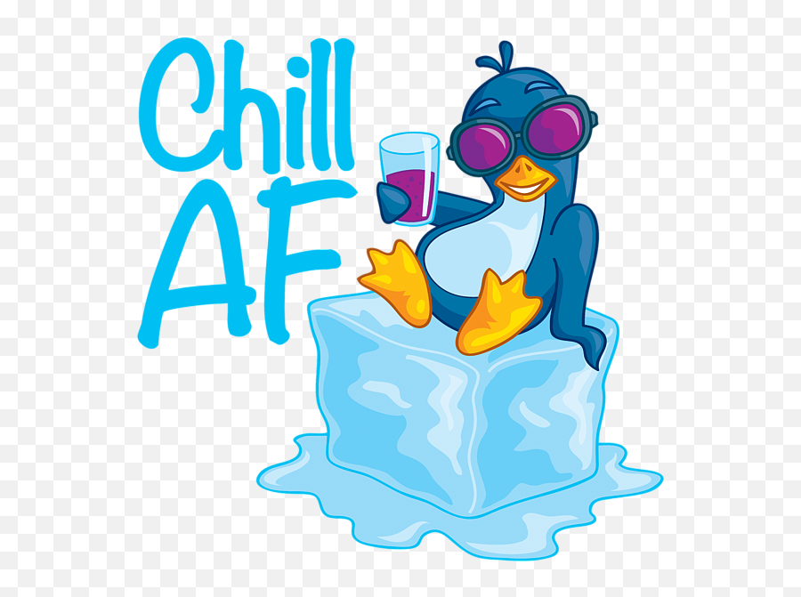 Chill Af Penguin On Ice Face Mask - Cartoon Penguins On Ice Cubes Emoji,3d Noseface Emoticon Spinning