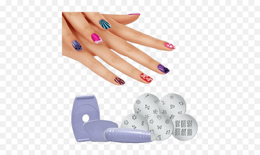 Professional Nail Art Stamping Tools - Salon Express Nail Art Stamping Kit For Women Purple Emoji,Manicure Emoji