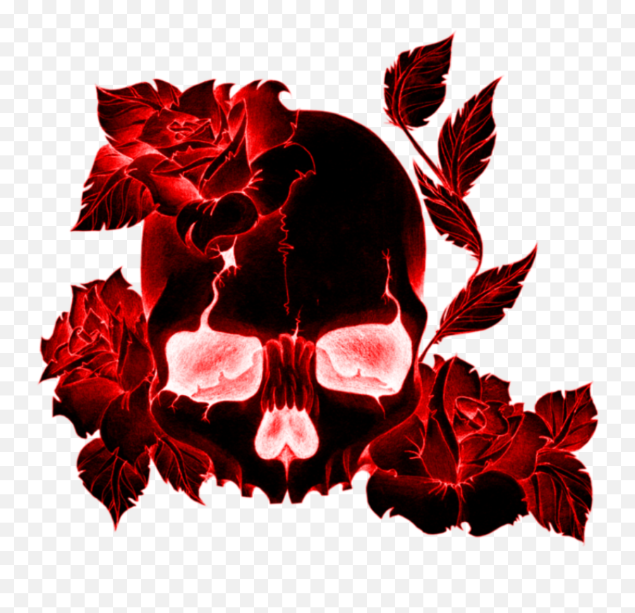 Red Rose Red Sugar Skull Sticker - Automotive Decal Emoji,Sugar Skull Emoji