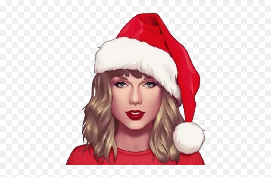 Taylor Swift - Taylor Swift With Santa Hat Emoji,Taylor Swift Emoticon