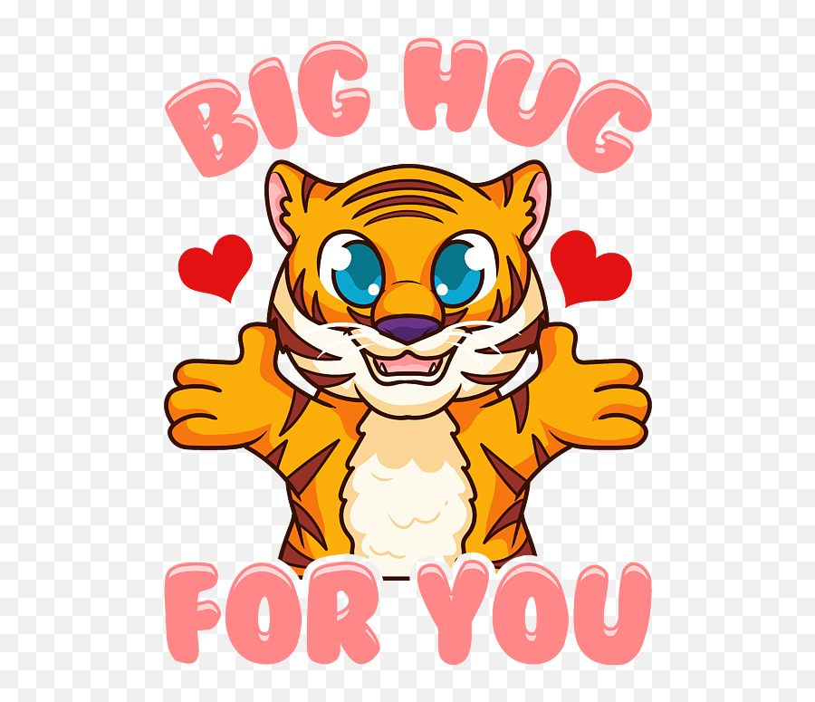 Adorable Baby Tiger Round Beach Towel - Cute Big Hug Emoji,Funny Hugs & Kisses Emojis