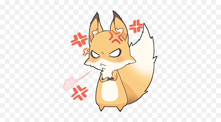 Girly Fox Whatsapp Stickers - Kawaii Fox Mad Emoji,Chibi Fox Emoticon