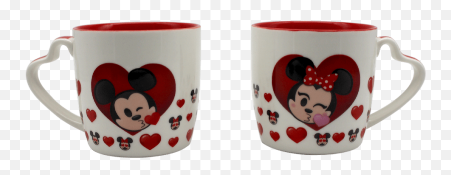 Kit C 2 Canecas Alça Coração Mickey E Minnie Emoji,Portaretrato De Emojis