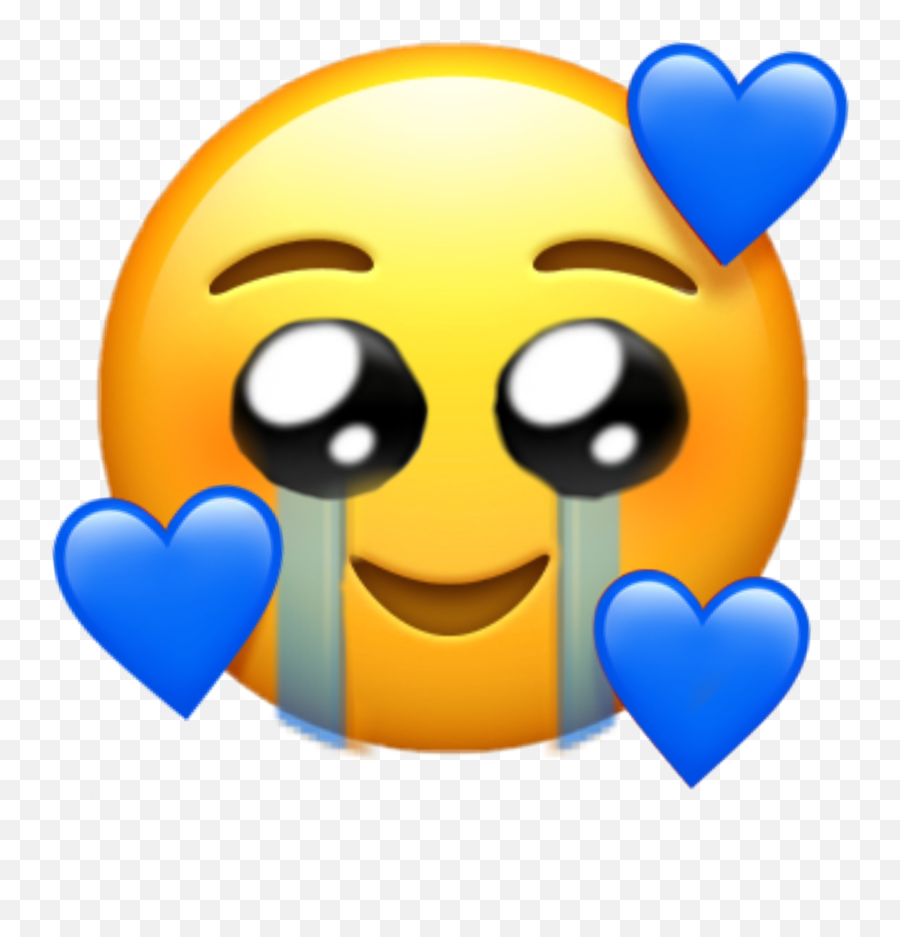 Emoji Blue Hearts Cute Cry Sticker By Emoji Bitch - Emoji,Emoji 35