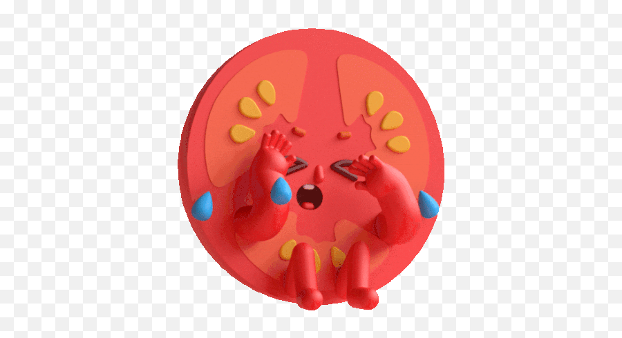 Tomato Sits On The Floor Sobbing Sticker - The Other Half Emoji,Tomato Emojis