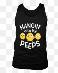 Hanging With My Peeps Happy Easter Long Sleeve T Shirt Gift - Active Tank Emoji,Hanging Emoticon