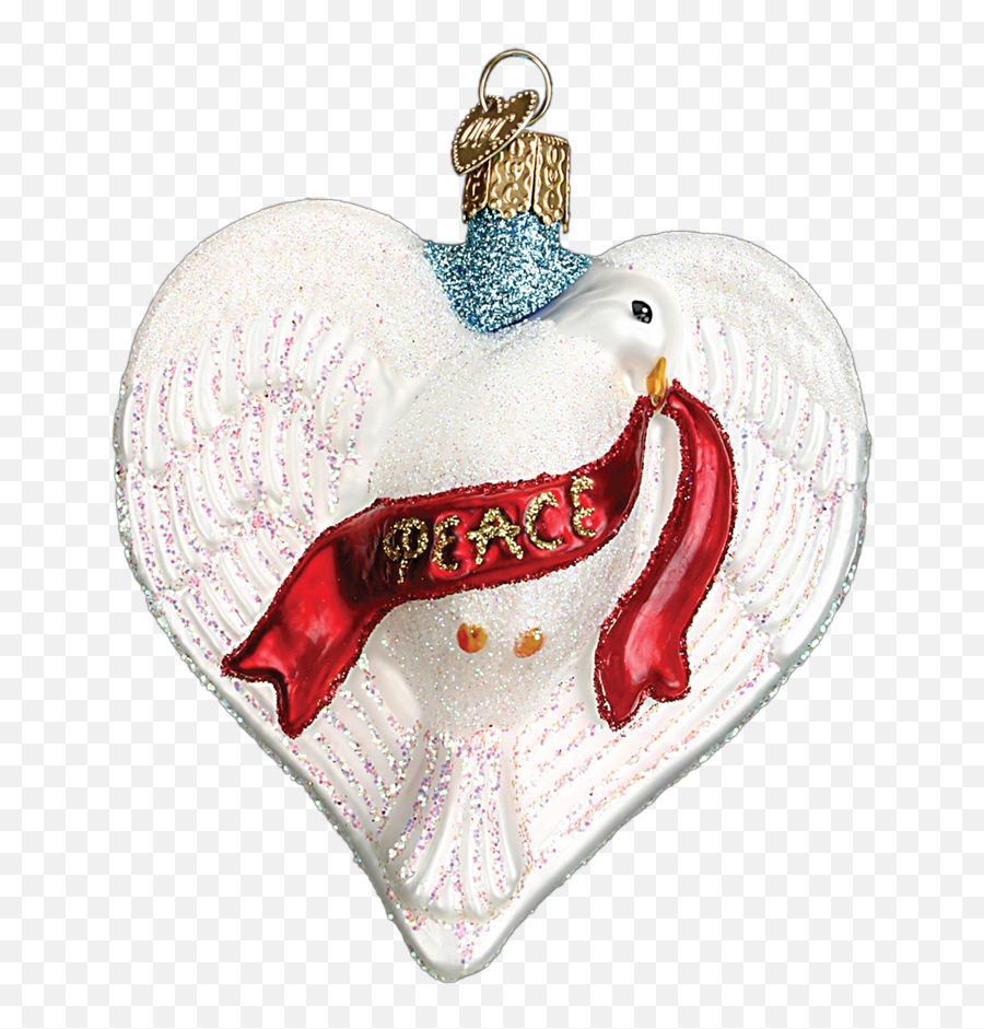 Old World Christmas Peace Dove Heart - Sparkly Emoji,Heart Eye Emoji Slippers