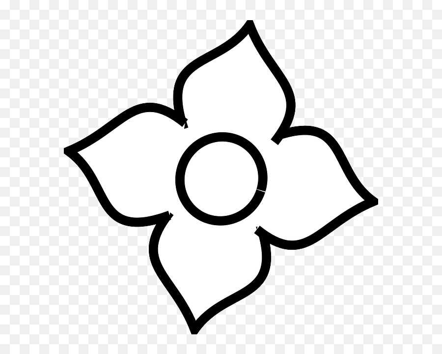 Flower White Plant Four - Four Petal Flower Symbol Emoji,Close Eye Flower Emoticon