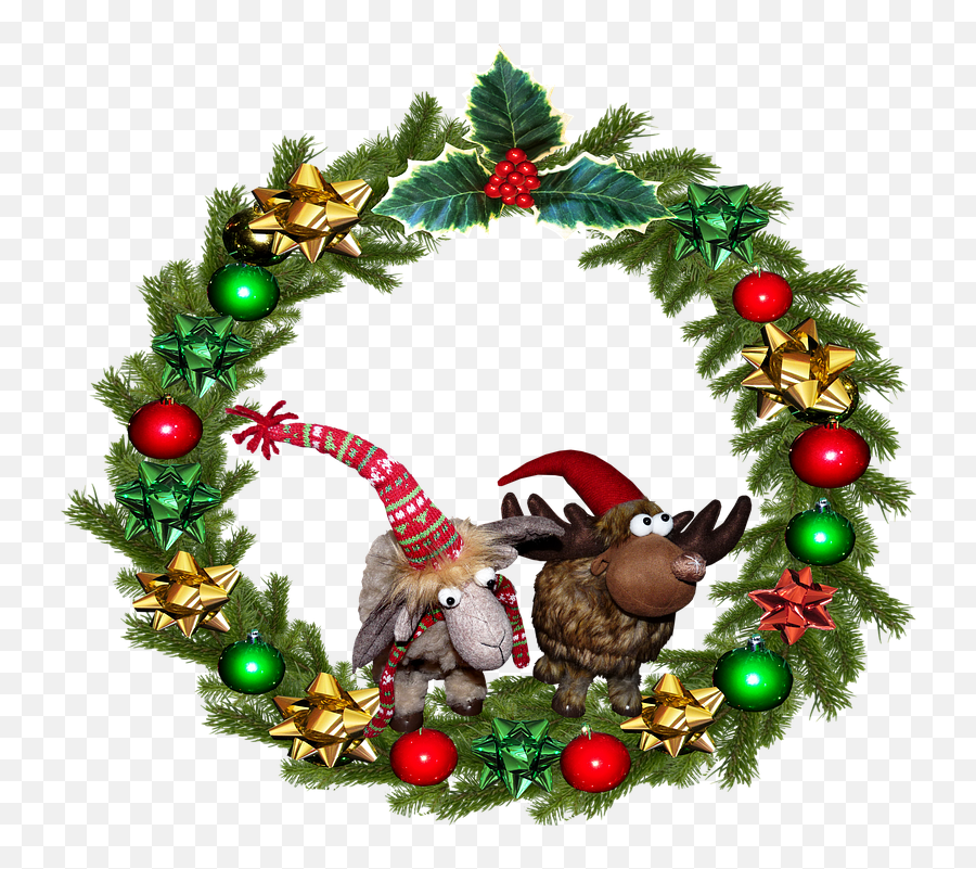 Free Photo Wreath Christmas Greeting Card Funny Reindeer - Santa Png Corona Emoji,Christmas Clip Art Emotions