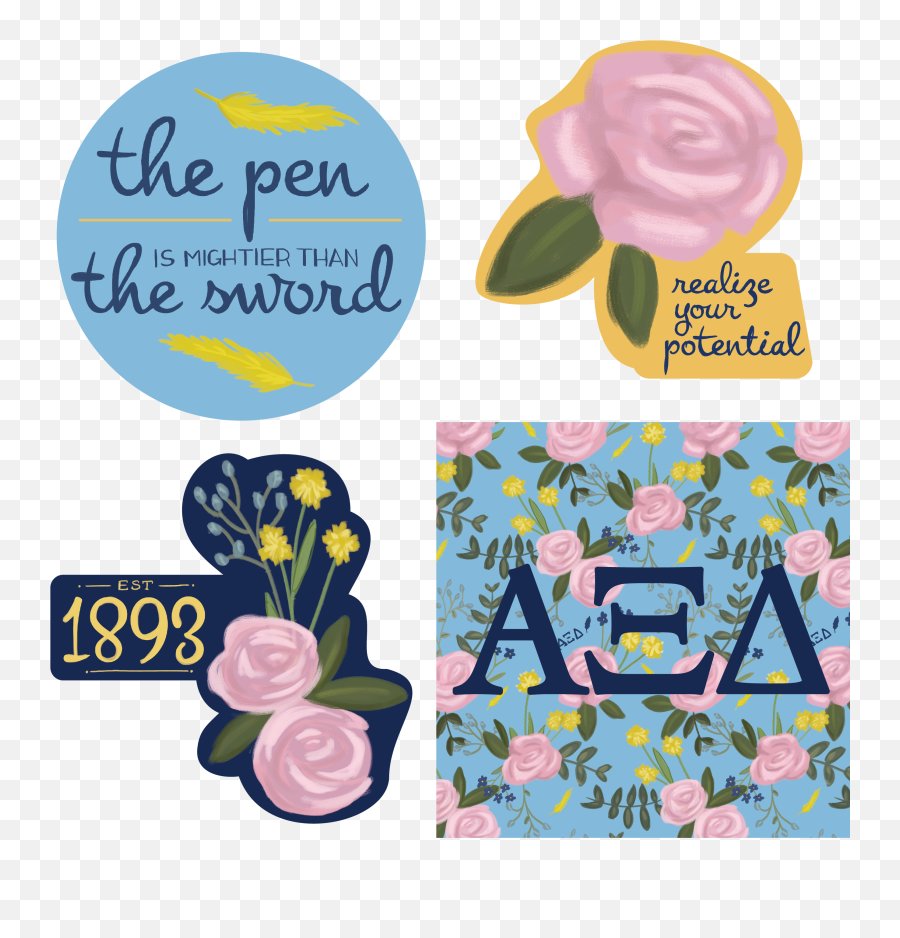 Alpha Xi Delta Sticker Pack - 4 Emoji,Flower Text Emoticon Png
