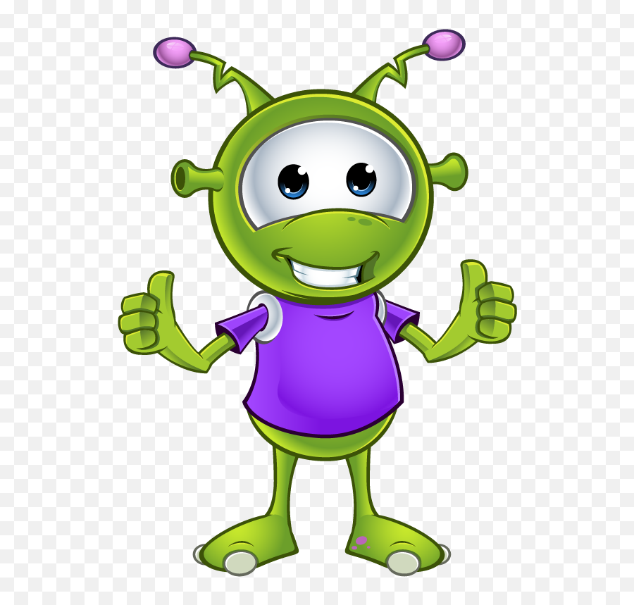 Download Hd Little Green Alien Two - Little Green Alien Cartoon Cute Emoji,An Emoji With Two Thumbs Up