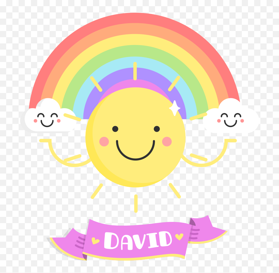 Sun And Rainbow Personalised Wall - Happy Emoji,Bathtub Emojis Placematt