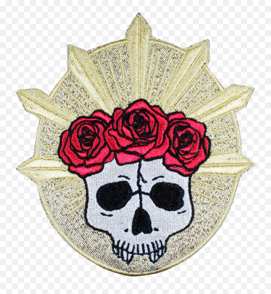 Rose Crown Skull Metallic Patch - Garden Roses Emoji,Witch Is Dead Emoji