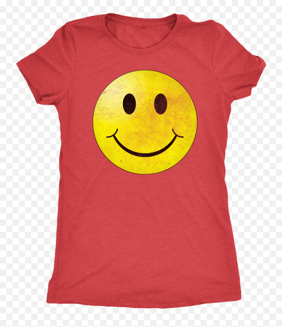 Smiley Face Vintage Tee - Ladiesu0027 Short Sleeve Ultra Comfort Happy Emoji,Dog Text Emoticon