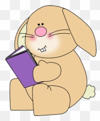 Bunny Reading A Book Clipart - Easter Book Clip Art Emoji,Rabbit Emotion Art