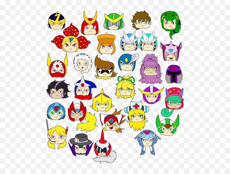 Set Of Chibi Head Stickers - Fictional Character Emoji,Chibi Emoticon Sketchs