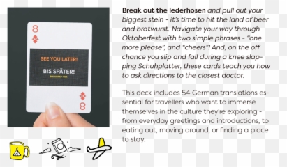Lingo Playing Cards Language Learning Game Set Fun Visual Flashcard Deck To Increase Vocabulary And Pronunciation Skills - 54 Useful Phrases Business Card Two Language German Emoji,Emotion Matching Cards