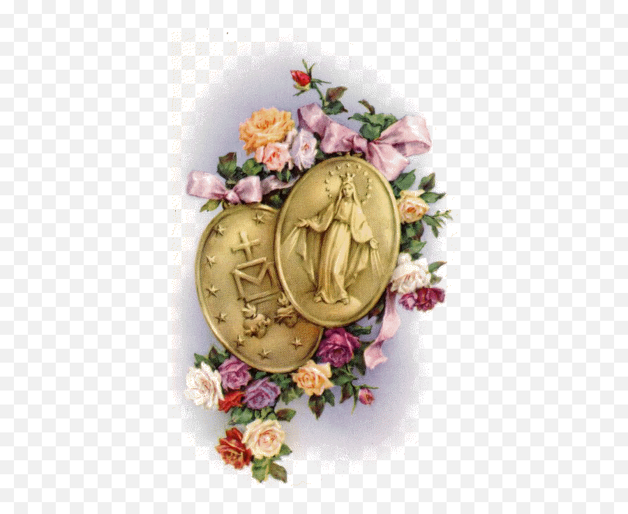 Immagini Sacre - Medalla Milagrosa Con Flores Emoji,Codifica Emoticon Whatsapp
