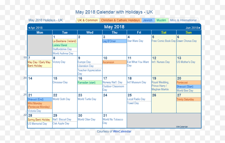 May 2018 Calendar With Holidays - United Kingdom Holiday April 2019 Calendar Emoji,Memorial Day Emoji