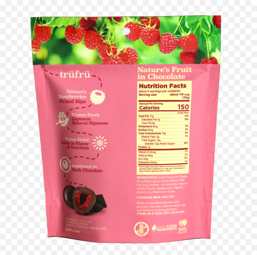 Raspberries Dark Chocolate 42 Oz - Trufru Nutrition Facts Emoji,Raspberry Emoji