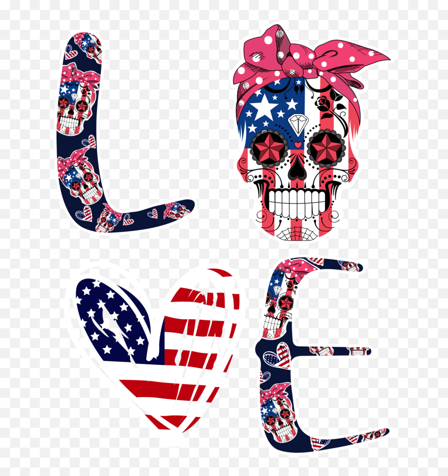 Love Png - Sugar Skull American Flag Emoji,Pittsburgh Steeler Emojis Birthday Wishes