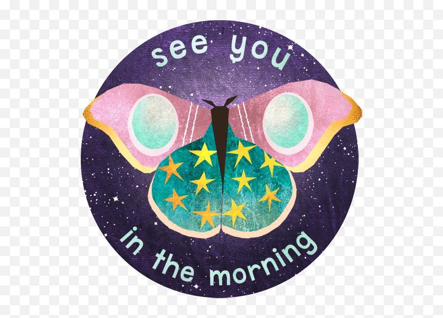 Midnight Moth Bedtime Stickers By Crystal Smith - Dot Emoji,Goodnight Emoji Art