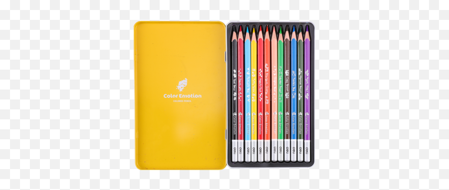 Deli Colored Pencil Smooth Rich Tin Box Emoji,Emotion Pencils