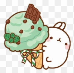 Molang Bunny Kawaii Icecream Sticker - Molang Cute Emoji,Molang Emoji