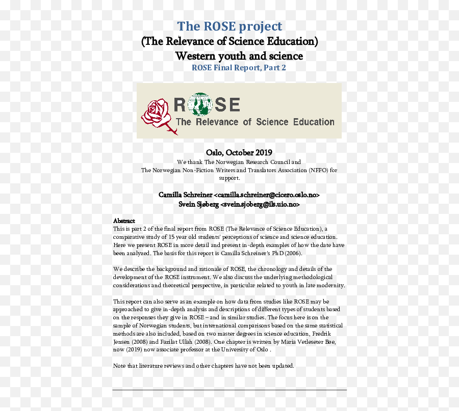 Pdf Rose The Relevance Of Science Education Final Report - Language Emoji,Mork’s Mixed Emotions