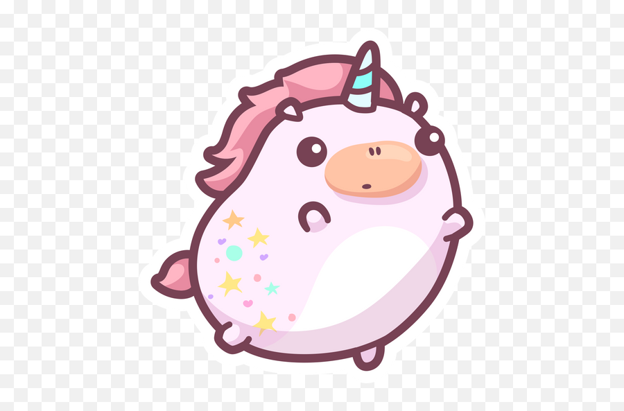 Cute Fat Unicorn Sticker - Sticker Mania Animal Cute Redbubble Stickers Emoji,Fat Emoticon -facebook
