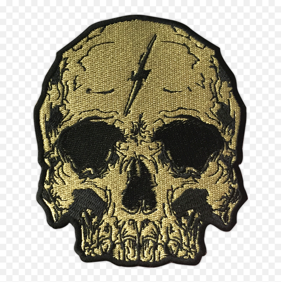 Gold Lightning Skull Patch - Skull Lightning Bolt Patch Emoji,Skull & Acrossbones Emoticon