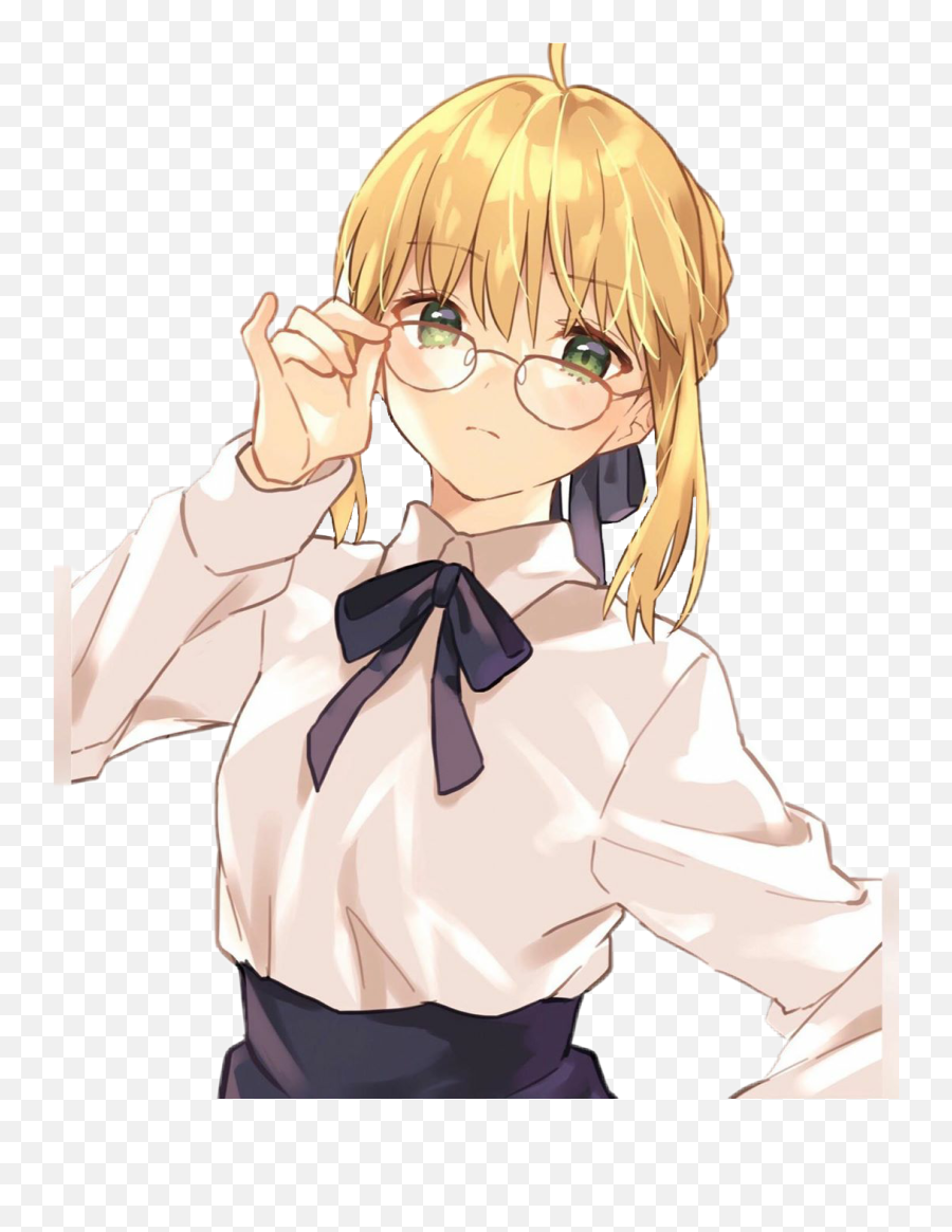 Arhuria Fate Saber Seiba Fgo Sticker - Saber Fate Stay Night With Glasses Emoji,Saber Emoji