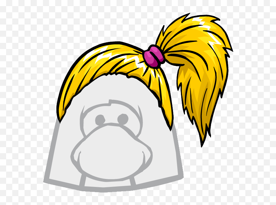 Club Penguin Side Ponytail Clipart - Club Penguin Side Ponytail Emoji,Emoticon With Pom Poms