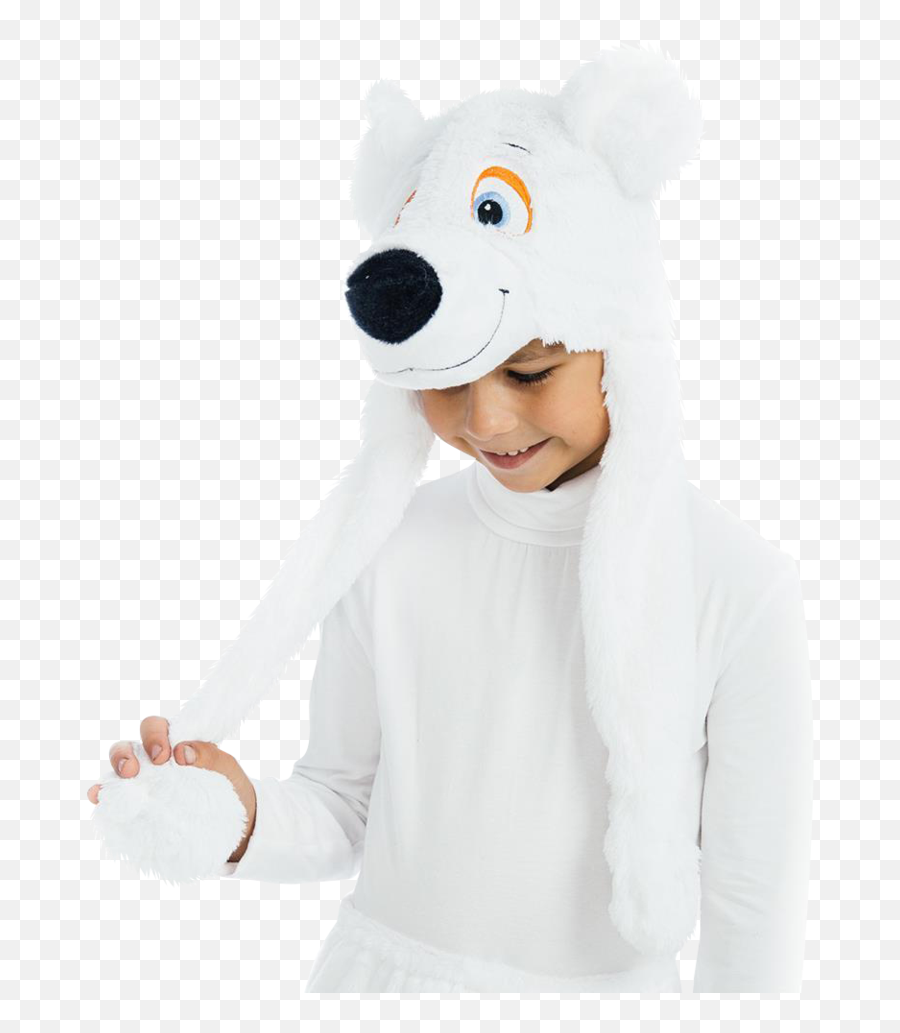 White Polar Bear Plush Headpiece Kids Costume Archieu0027s Emoji,Emotions Bear Mattel Belinda