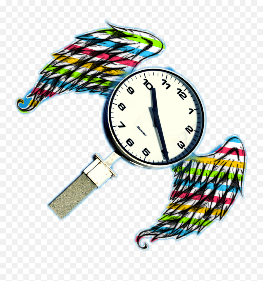 Clock Wings Stripes Timeflies Funny - Earn Your Wings Emoji,Time Flies Emoji