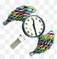 Clock Wings Stripes Timeflies Funny - Earn Your Wings Emoji,Time Flies Emoji