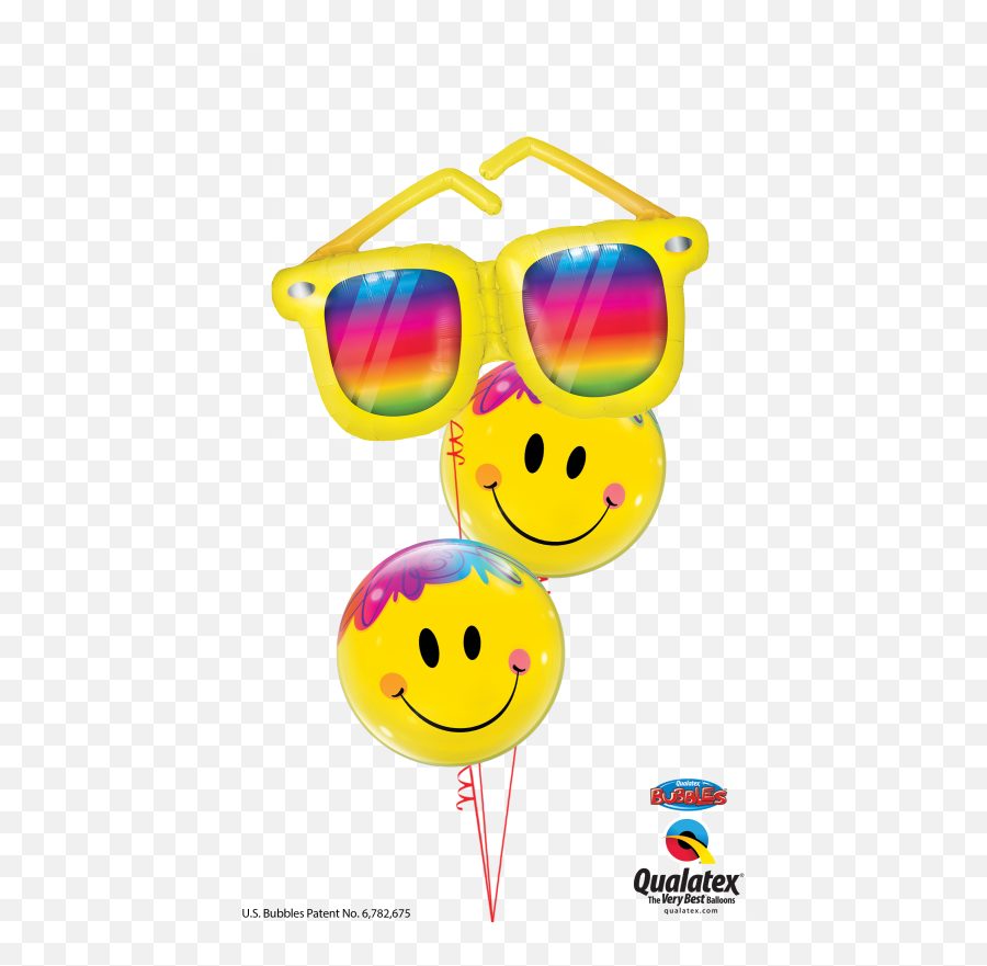 Rainbow Striped Sunglasses Shaped Foil - Sunglasses Foil Balloon Emoji,Emoticon De Craciun