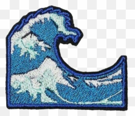 Waves Wave Patches Patch Embroidery - Wave Applique Emoji,Emoji Embroidered Patch