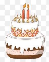 Two Candles Birthday Cake Cartoon Transparent Png U0026 Svg Vector - Transparent Bday Cake Cartoon Emoji,Birthday Cake Emoji Necklace