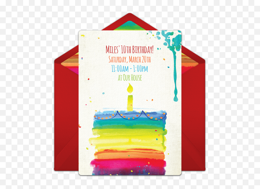 Rainbow Birthday Cake Online Invitation Emoji,Emojis Party Invitations