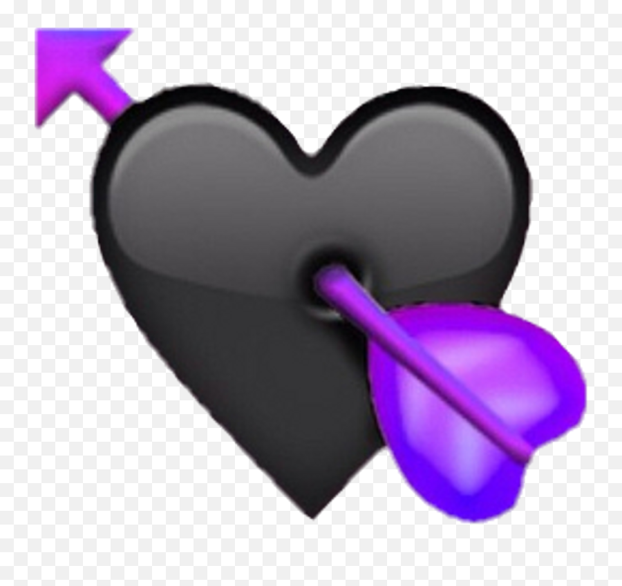 Arrow Heart Purple Black Emojiart - Heart Emoji Black,Heart With Arrow Emoji