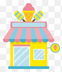 Ice Cream Shop In Cartoon Ice Cream Hut Cartoon Ice Cream Parlor Emoji,Chocolate Ice Cream Emoji